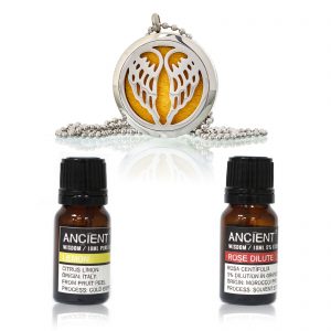 Ancient Wisdom Pure Essential Oils 10ml x 2 with Diffuser Necklace